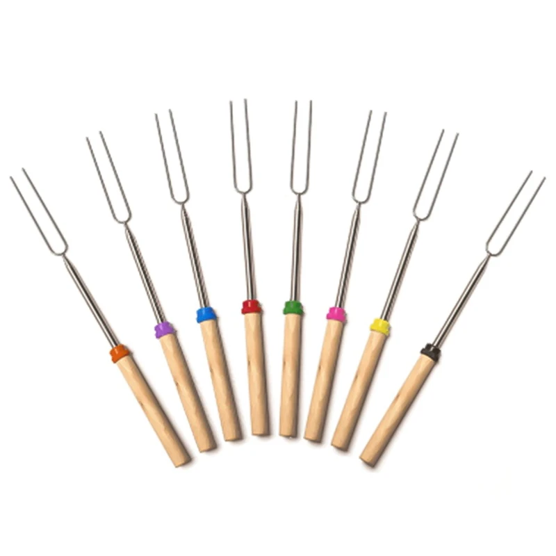 Палка для барбекю телескопическая деревянная из нержавеющей стали вилка обжарки