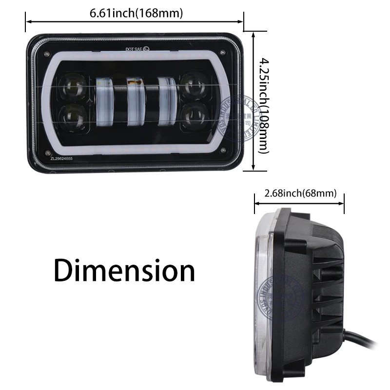 4X6 дюймовая светодиодная квадратная фара белый ореол DRL желтый сигнал поворота