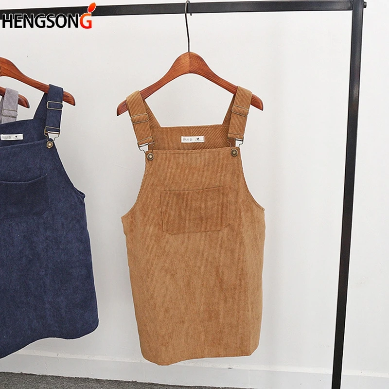 2020 женское вельветовое платье в стиле ретро осень-весна сарафан на подтяжках