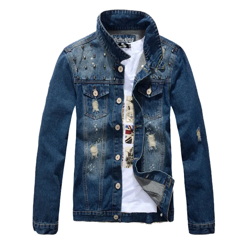 

Autumn Men's Denim Jackets Casual Slim Fits Solid Color Jean Jacket Coats Male Cowboy Fashion Brand Clothing jaqueta masculina