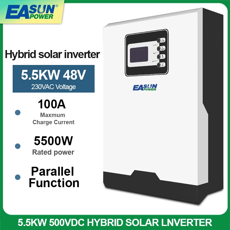 

Bluetooth 5500W Solar Inverter Pure Sine Wave 5.5KW 500Vdc 100A MPPT 48V Off Grid 100A Battery Charger Inverter Parallel