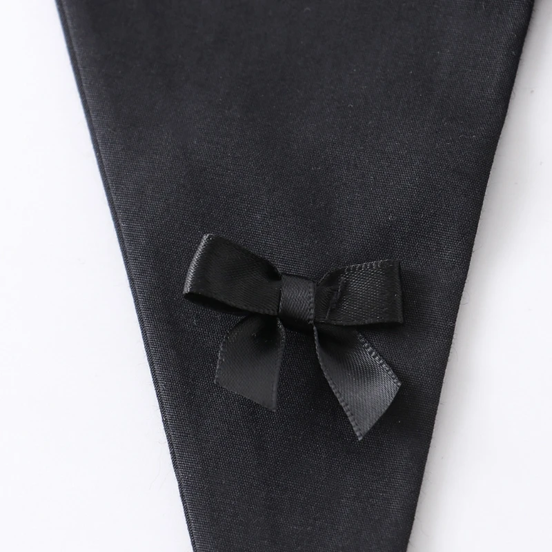 

Japanese Navy Style Pointed Lapel Fake Collar Shawl Black Cotton Half Shirt Necklace Shoulder Wrap Lace-Up Bowknot Vintage K3NF