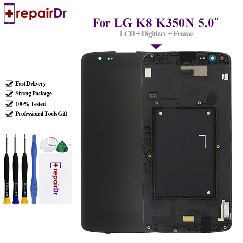 100% протестированный ЖК дисплей для LG K8 K350N K350E K350DS 2016 сенсорный экран дигитайзер с