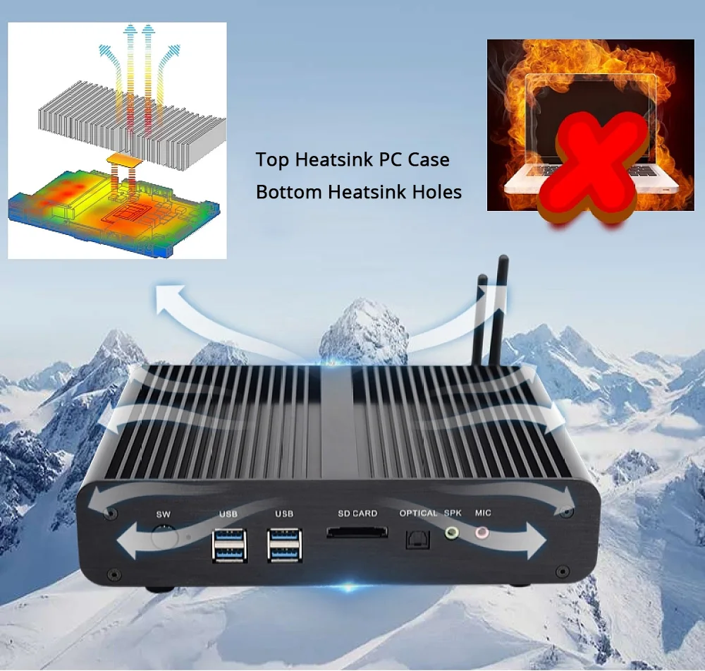 Мини ПК HYSTOU без вентилятора Intel NUC Windows 10 Pro Core i7 5500U|Мини ПК| |