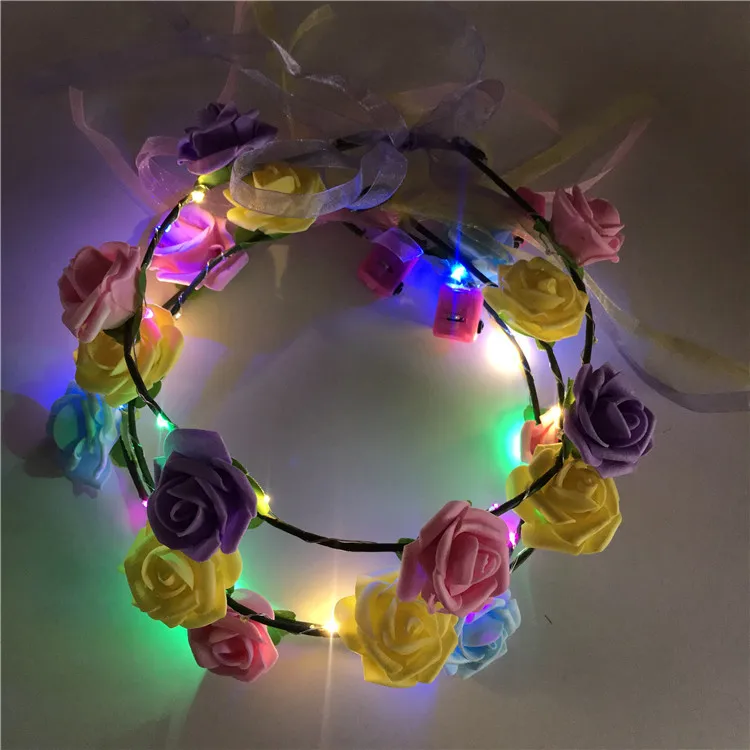 2021 цветок розы светодиод мигает ободок Девушки Женщины пены цветочный