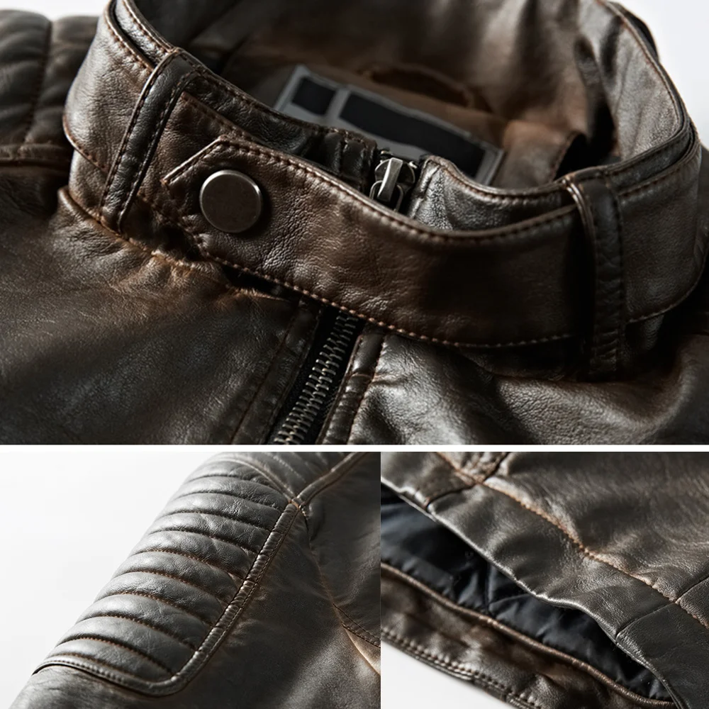 

New Men's Men High Quality Coat Leather Jacket Motorcycle Style Male Business Casual Jackets Men Black Motorcyle Jacket MWP065