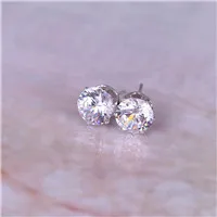 Silver clear Новые ювелирные изделия 8 мм имитация циркония серьги гвоздики цвет Эффектные серьги для девочек подарок для женщин - Окраска металла: Silver clear