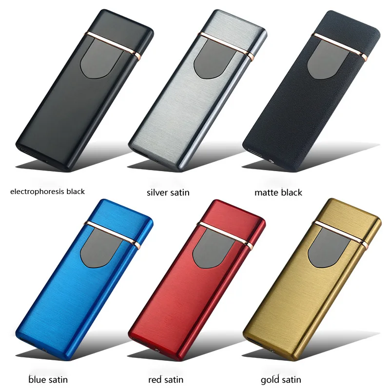 Charging Lighter Touch Mode Induction Windproof Electronic Ultra-Thin USB Cigarette Custom Metal Double Arc  Дом и