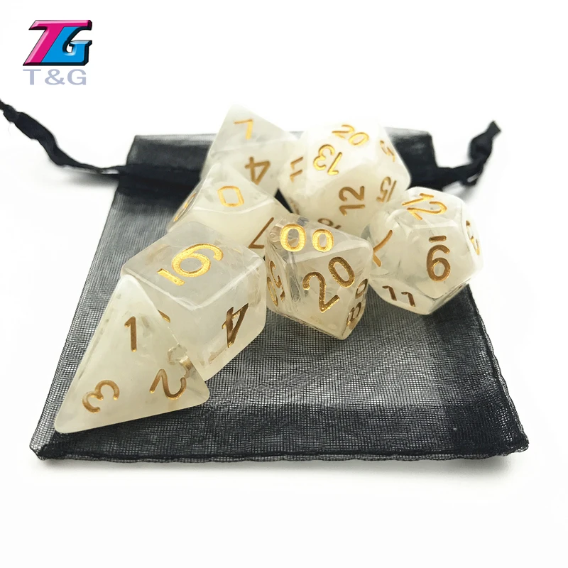 Новинка! 7 шт./компл. Новые кости полигедрал туманность игра DnD plus сумка d4 d6 d8 d10 d12 d20