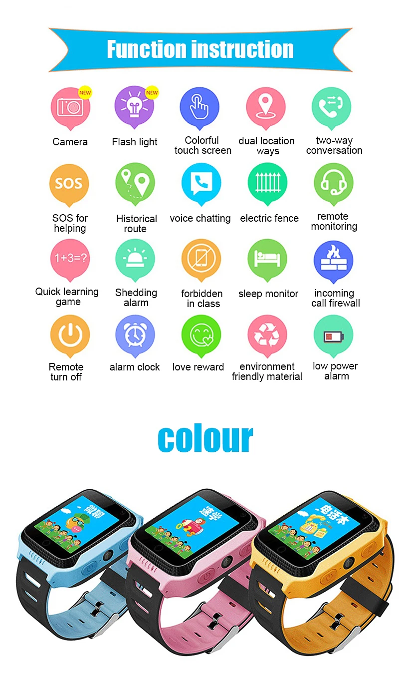 Q528 Smart Children Watch GPS With Camera Flashlight Baby Watch SOS Call Location Device Tracker For Kid Safe
