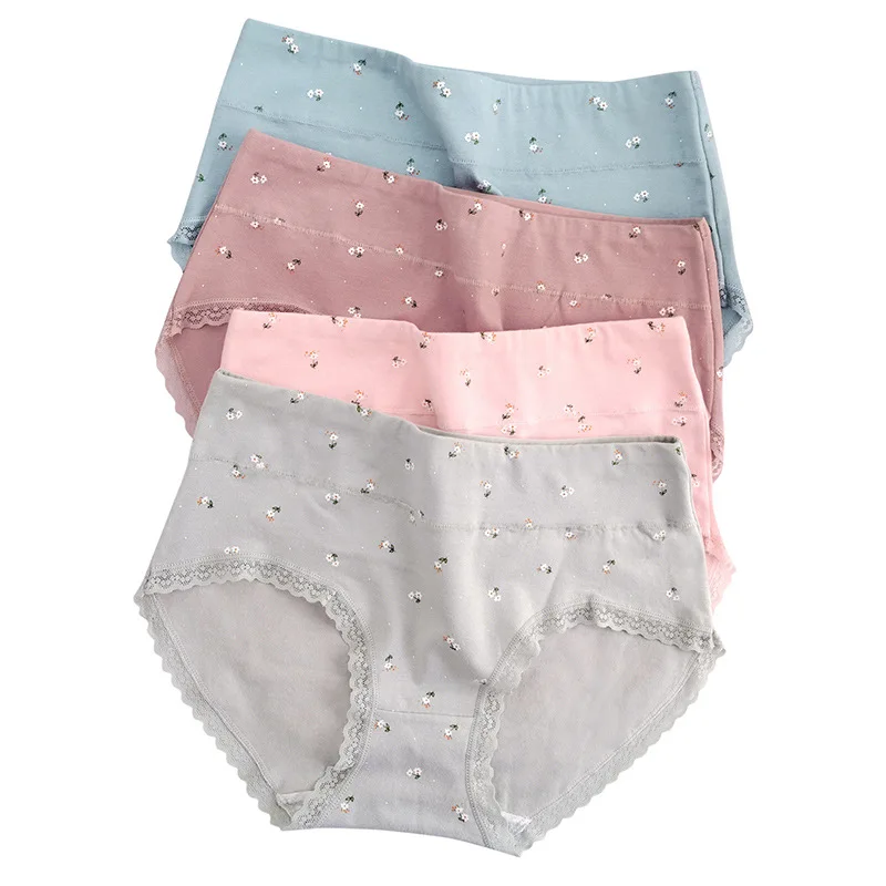 

Женские хлопковые кружевные сексуальные бесшовные трусики, нижнее белье с принтом для девушек, трусики со средней талией, интимное нижнее б...