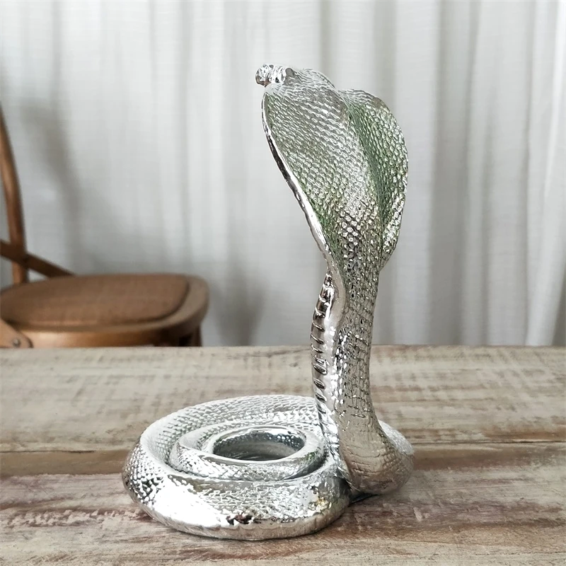 Resin Cobra Figurine Electroplated Snake Miniature Jungle Killer Animal Decor Art Adventure Souvenir Craft Ornament Accessories | Дом и сад
