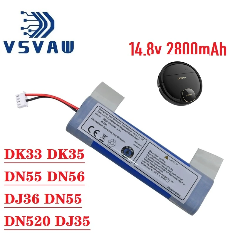 

Original Rechargeable Battery For Ecovacs DK33 DK35 DN55 DN56 DN520 DJ35 DJ36 DN55 14.8V 2800mAh Robotic Cleaner Parts 1Pcs