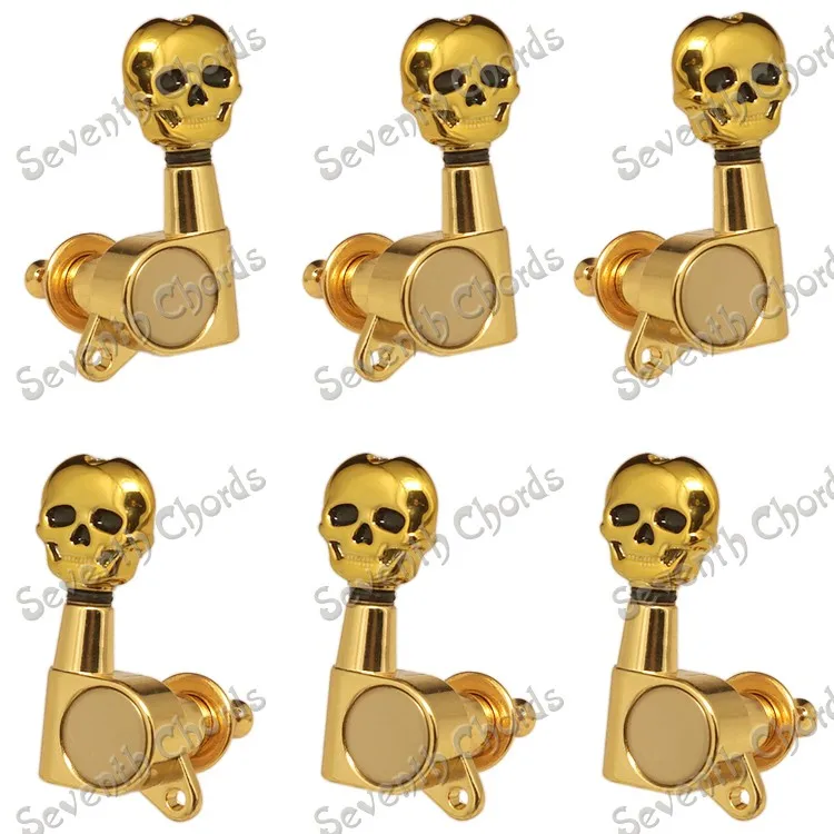 6 Pcs Gold Skull Button Sealed-gear Guitar Tuning Pegs Tuners Machine Heads for Acoustic Electric Replacement | Спорт и развлечения