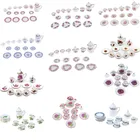 Миниатюрный фарфоровый чайный набор, 15 шт., 1:12, китайский цветок, посуда, кухонный кукольный домик, мебель, игрушки для детей