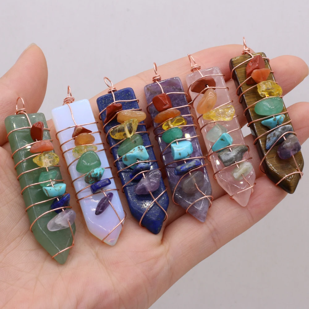 

49-52 мм натуральный камень, шероховатый камень, кристалл, роза, кварц, семь чакр, кулон для изготовления своими руками, ожерелье, аксессуары, И...