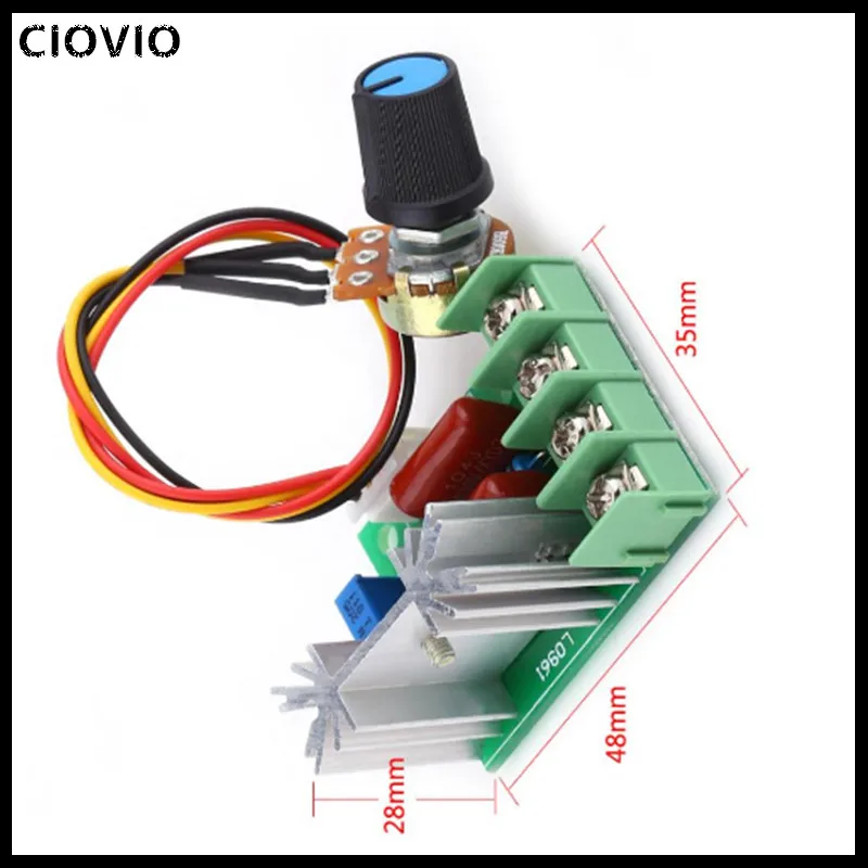 CIOVIO 10PCS AC 220V 2000W High Power SCR Voltage Regulator Dimming Dimmers Motor Speed Controller Governor Module Potentiometer |