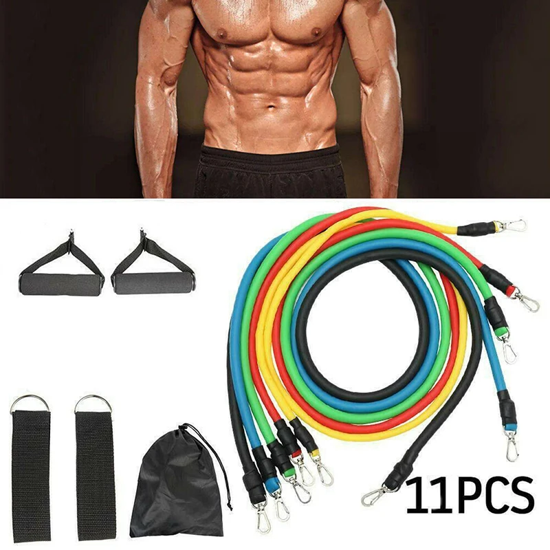

11PCS Resistance Band Set Yoga Pilates Latex Exercise Fitness Tube Workout Band Rubber Band Stretch Training Home Gyms Workout