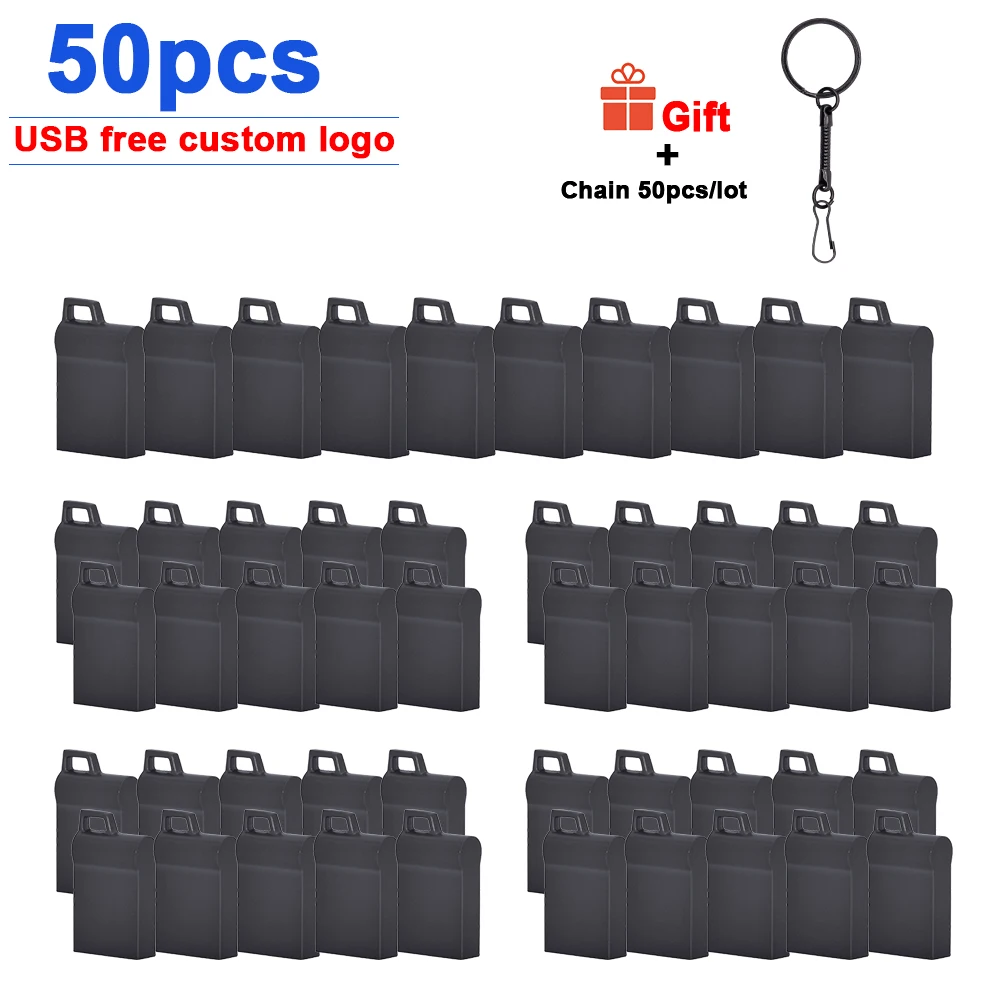 

50pcs/lot free logo mini pendrive metal USB flash drive usb 2.0 16GB 32GB 64GB 128GB pen drive tiny memory stick U Disk cle usb