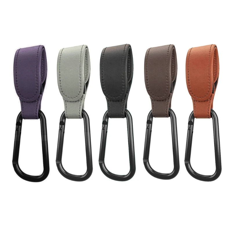 

Portable Stroller Hooks Adjustable PU Leather Multi-purpose Organizer Clip Hang Your Purse Shopping Diaper Bags on Pram