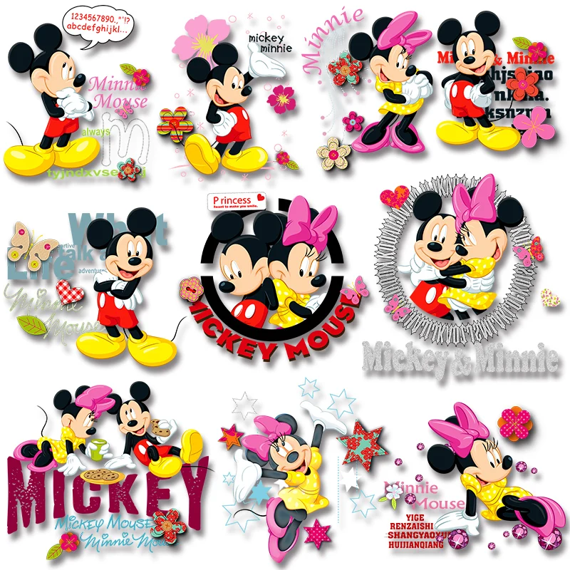 

Disney brand Mickey Minnie cute stickers Vinyl Sticker For Clothes Heat Transfer Iron-on Washable easy to use diy craft