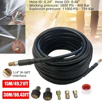1530m sewer jetter kit for pressure washer hose 14 inch nptdrain cleaning hose button nose rotating sewer jetting nozzle
