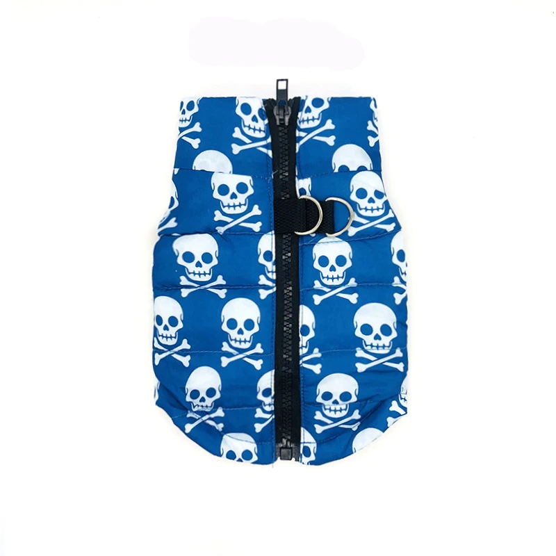 Blue Skull Водонепроницаемая куртка для собак, зимняя камуфляжная одежда для маленьких собак, куртка для собак, Wram, Chihuahua, одежда для Йоркцев, Petshop, Ropa Para Perro XS-L - Цвет: Blue Skull