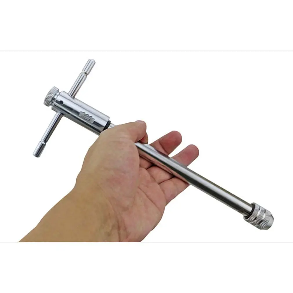 

Adjustable 3-8mm T-Handle Ratchet Tap Wrench with M3-M8 Machine Screw Thread Metric Plug Tap Machinist Tool