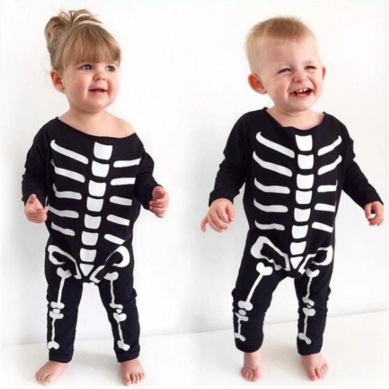 

Halloween children's horror costume four seasons one-piece suit angel and demon boys and girls bones skull long sleeves 2022 new