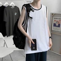 pure color hong kong style ins thin sleeveless t shirt mens loose basketball vest tide brand summer handsome sports t shirt