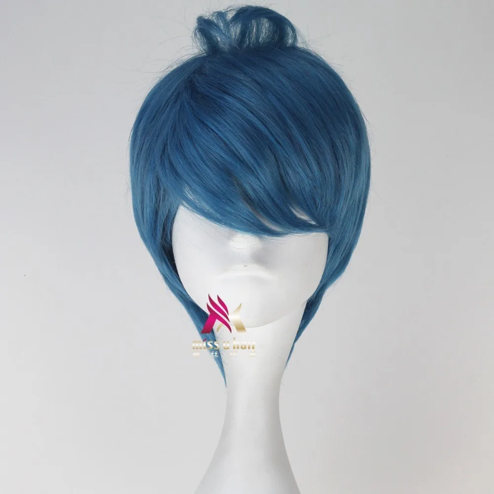 Парик горячая распродажа наизнанку Happy Cosplay короткие синие термостойкие