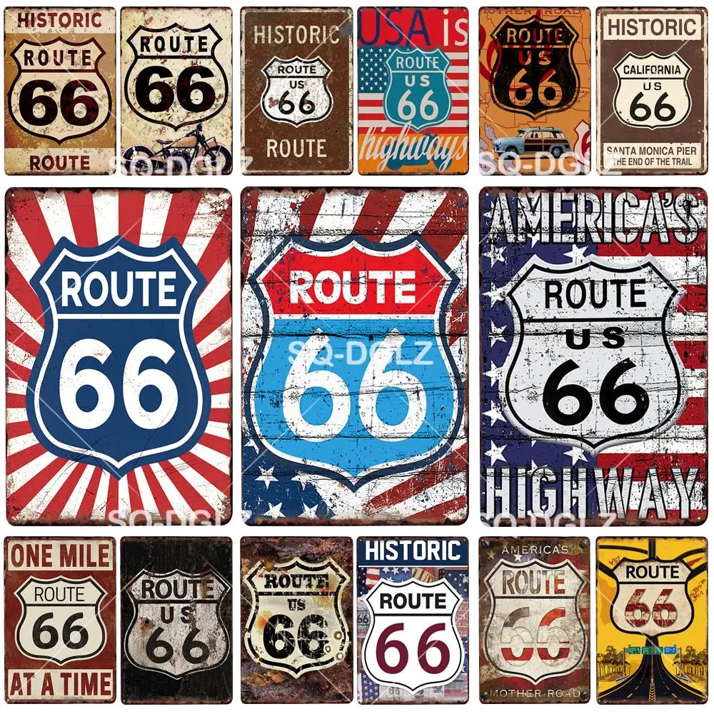 Металлическая табличка Route66 металлический винтажный декор для паба бара