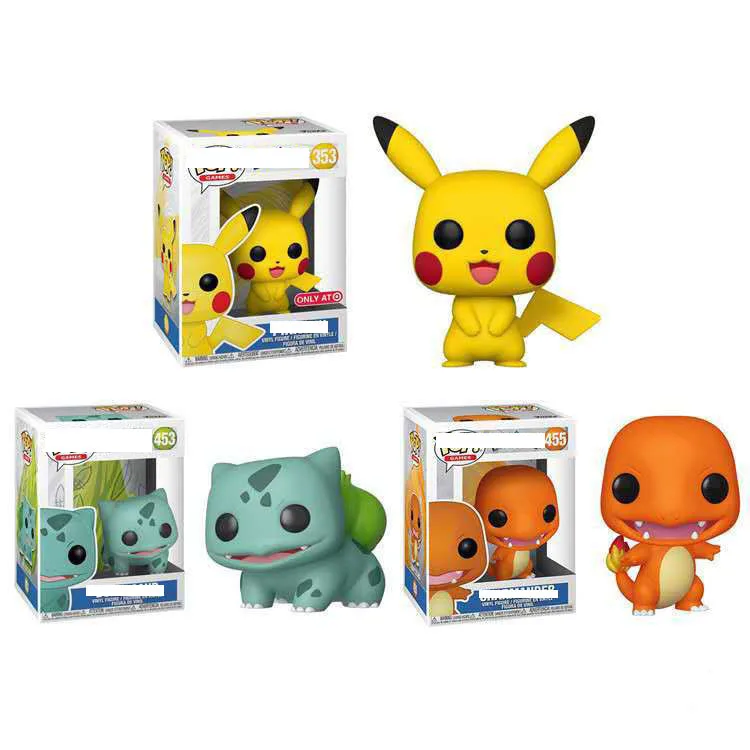 

Pokemon Anime Character Pikachu Bulbasaur Charmander Model Hand-made Big Head Doll Boxed Model Figure Children's Birthday Gift