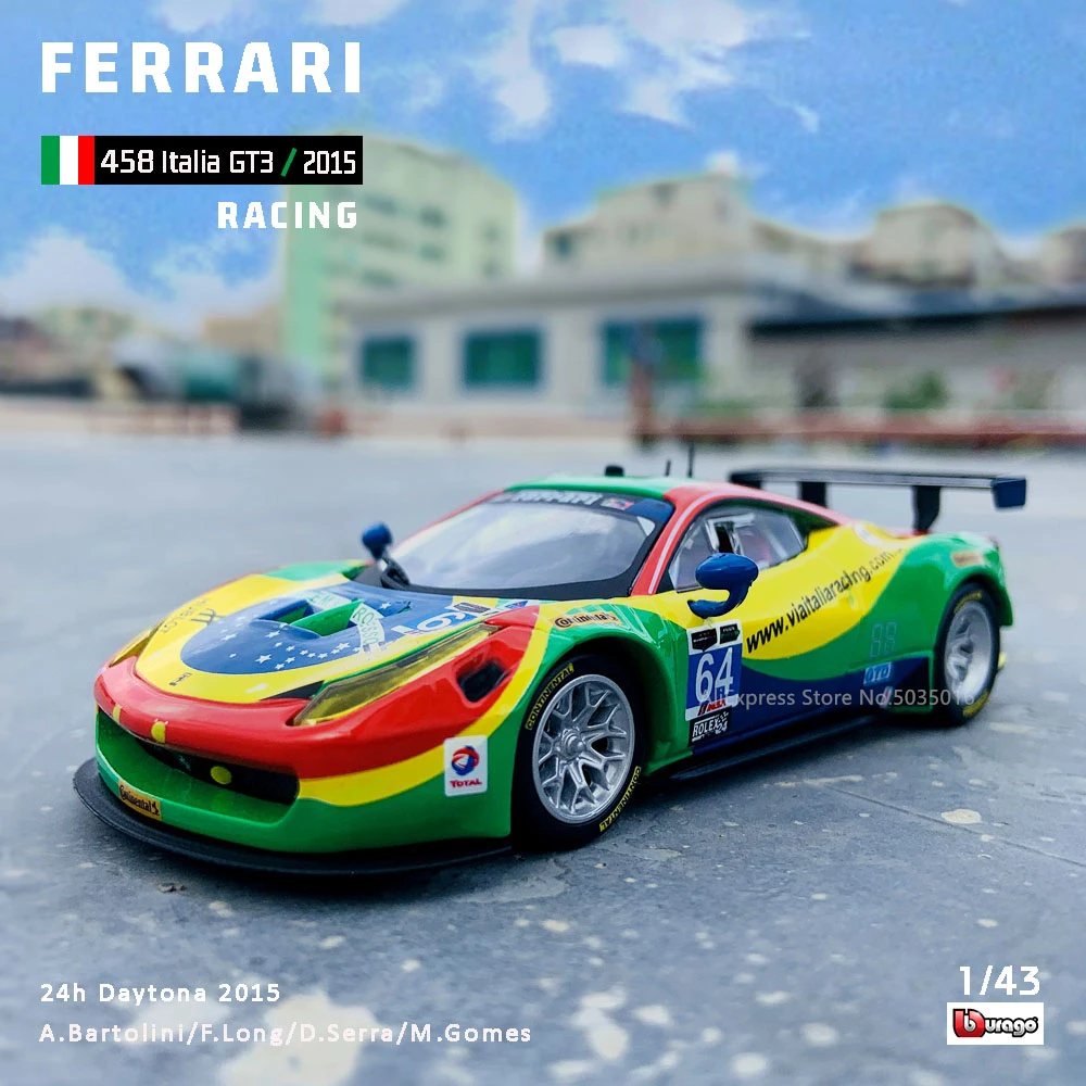 Bburago 1:43 издание в твердой обложке 2015 Феррари 458 Италия GT3 гоночный имитационная