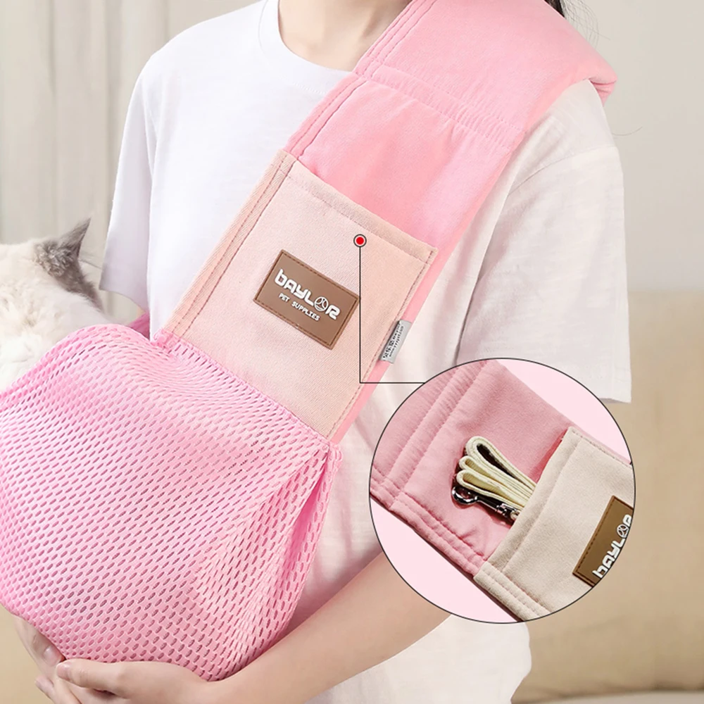 

Dog Sling Cat Carrier, Hands Free Travel Puppy Carring Bag, Breathable Shoulder Bag Front Pocket Safety Belt Machine Washable