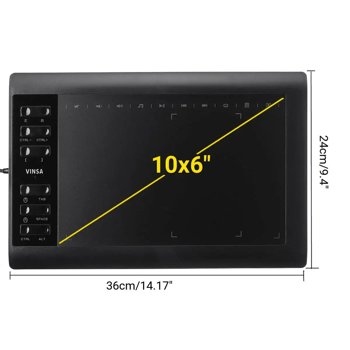 

10x6'' Drawing Tablet Digital Pen Painting Tablets Electronic Drawing Board Quick Reading Pressure Sensing with Express Keys