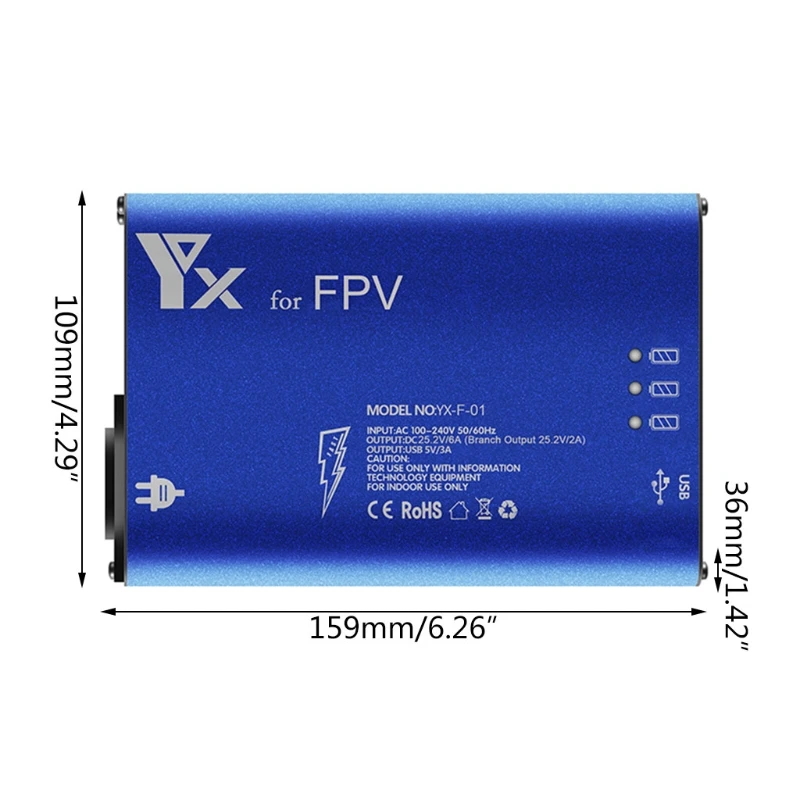 

Over-voltage and Over-current Protection Charging Hub Cable for FPV Drone Accessories 5 in 1 Multi-battery Charger