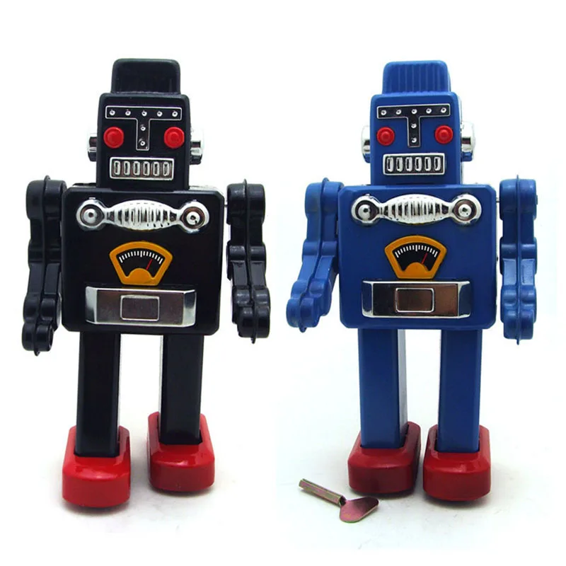 

Tin Blue Robot 23cm Nostalgic Wind Up Retro Collection Toy Store Window Personality Home Decoration Clockwork Figures Tin Toys