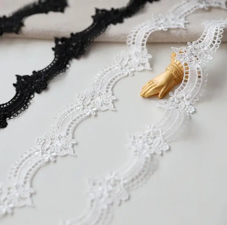2 ярда черно белая кружевная вышивка аксессуары для волос лента с