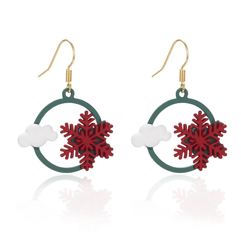 

Drop Earrings for Women 2021 Christmas Red Green Snowman Bells Girl Metal Tree Snowflake Elk Dangle Earrings Party Jewelry Gift