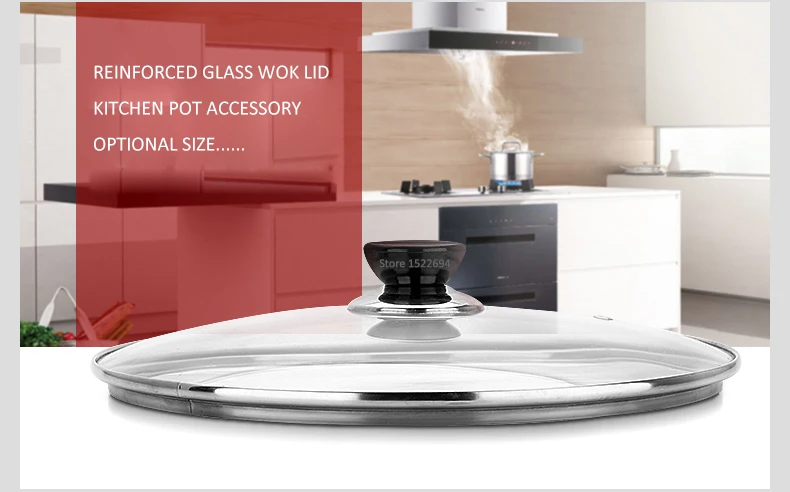 Кухонная посуда усиленная стеклянная крышка Закаленное Wok Pyrex стекло круглая