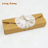 10pcs 2374cm kraft paper gift box packaging scallop top cookie box packaging for sweets candies wedding box mararon box