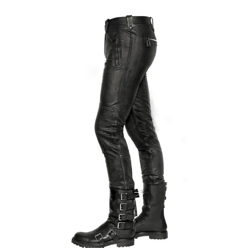 Модные мужские брюки из натуральной кожи новинка 2020 зимние мотоциклетные прямые