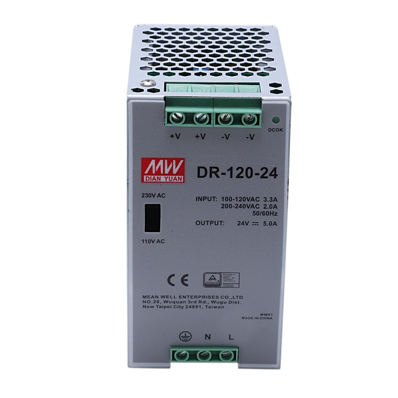

Рельсовый блок питания DR-120-24 120 Вт промышленного класса 24V5A импульсный источник питания рельсовый монтажный импульсный источник питания