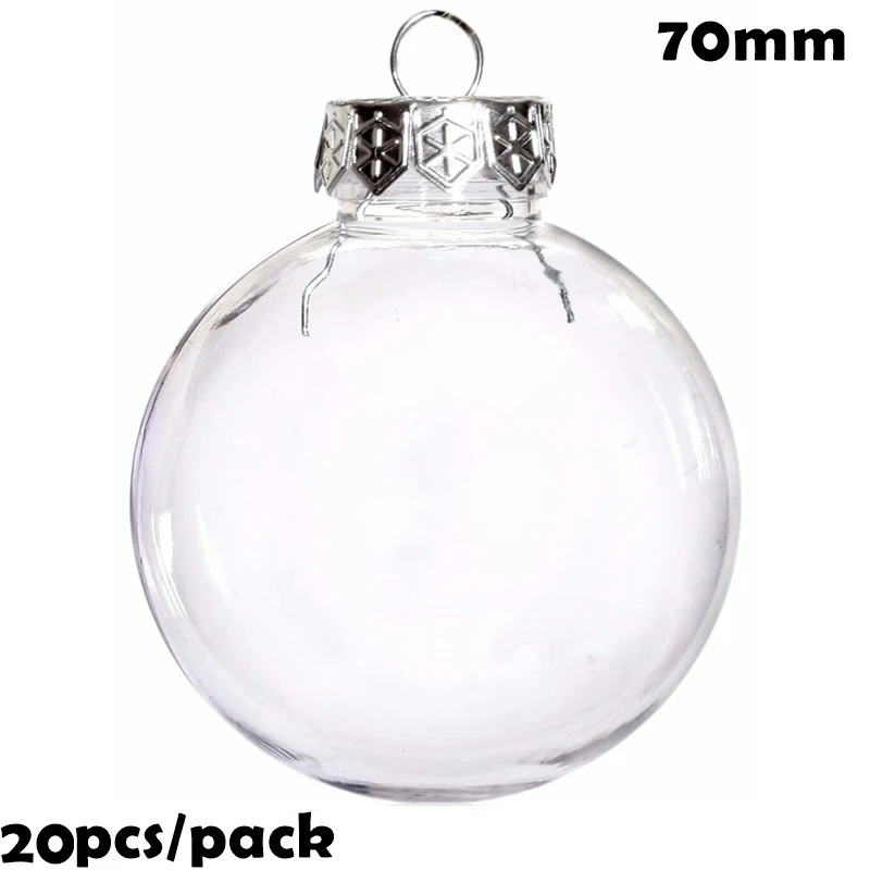 Promotion - 20 Pieces x DIY Paintable/Shatterproof Clear Christmas Decoration Ornament 70mm Plastic Bauble/Ball