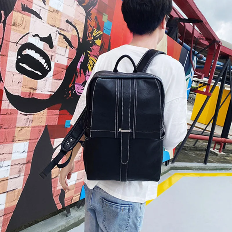 

Мужской рюкзак из мягкой кожи, студенческий рюкзак для школы, дорожная сумка для ноутбука, деловые рабочие сумки, ранец для подростков, рюкз...