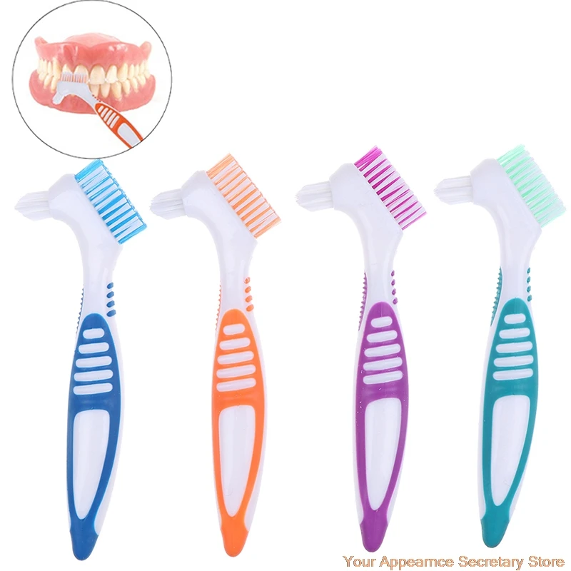 

1PCS Multi-Layered Bristles False Teeth Brush Oral Care Tool Bristles & Ergonomic Rubber Handle Denture Cleaning Brush