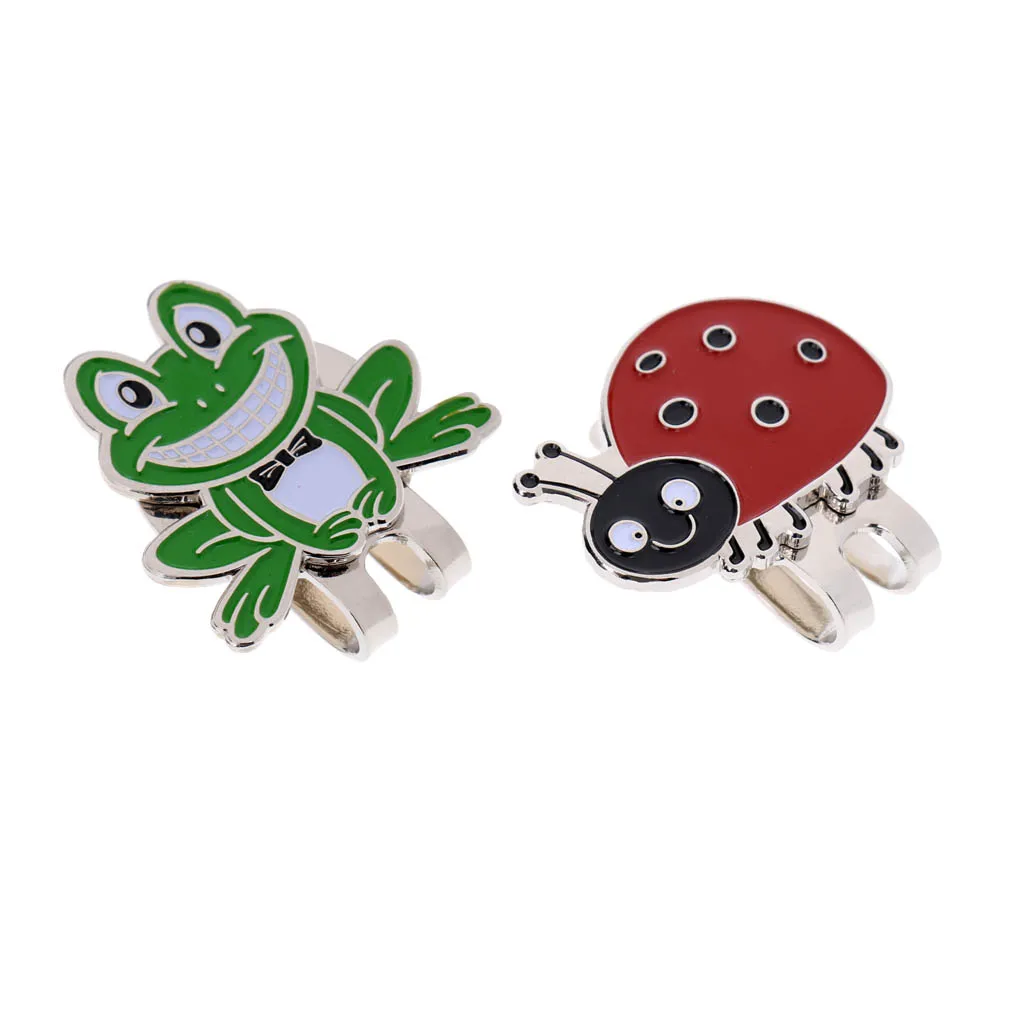 Set of 2 Magnetic Standard Golf Ball Mark Hat Clip with Frog & Ladybug Design for Men Women Kids Training Aid | Спорт и