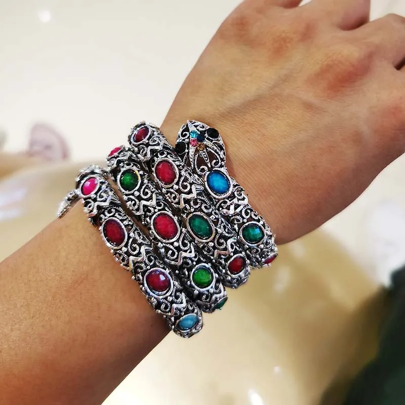 Винтажные Панк Стразы в виде животных хип-хоп кристалл змея браслеты и Ретро Змея