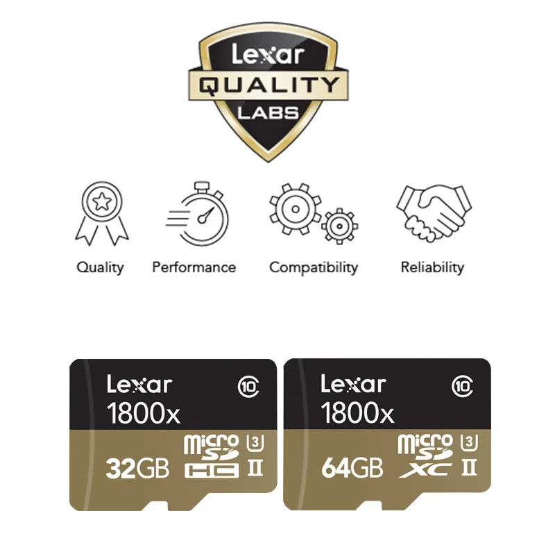Lexar Профессиональный 1800x microSDXC UHS-II Micro sd-карты объемом 64 Гб оперативной памяти, 32 Гб встроенной памяти до 270 МБ/с. V90 U3 карту памяти SD класса 10 Флэш-Памяти TF карты